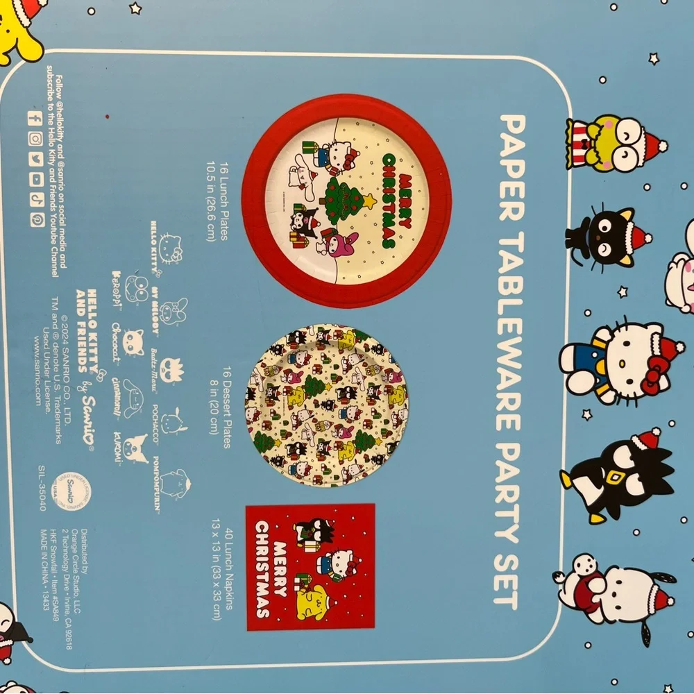Hello Kitty and Friends Paper Tableware Party Set Merry Christmas